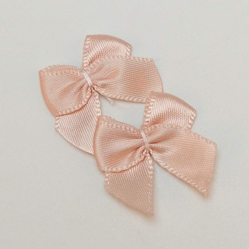 Chenkou Craft 60pcs Mini Satin Ribbon Bows Flowers 1" x3/4" Appliques DIY Craft (Peach) - Image 2
